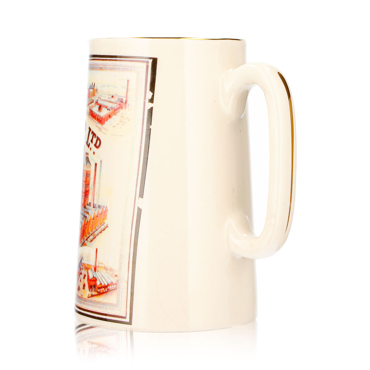 Bicchiere da birra Ind Coope, boccale in ceramica da 0,55 l, Brewers Burton on Trent, bordo dorato – Vista 5