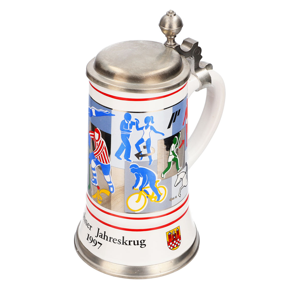 Bicchiere da birra Iserlohner, boccale annuale 1997, boccale in ceramica con coperchio in peltro, 0,65 l – Vista 6