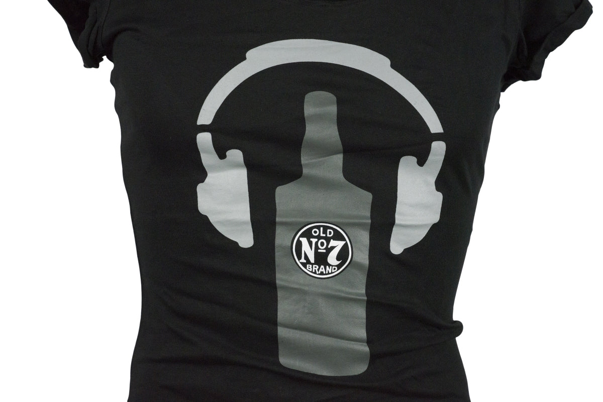 Maglietta Jack Daniels Whiskey nera grigia con cuffie da donna M – Vista 2