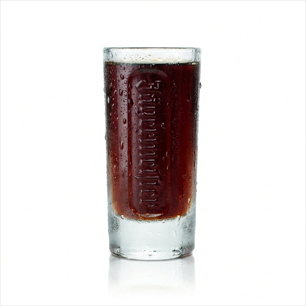 Bicchiere Jägermeister 0,1 l Tumbler On Ice con rilievo Flying Hirsch Jägerbombe