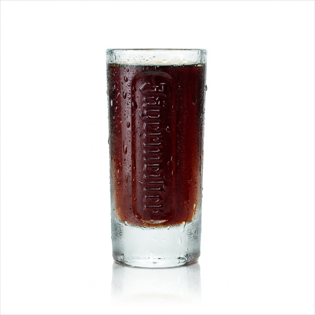 Bicchiere Jägermeister 0,1 l Tumbler On Ice con rilievo Flying Hirsch Jägerbombe
