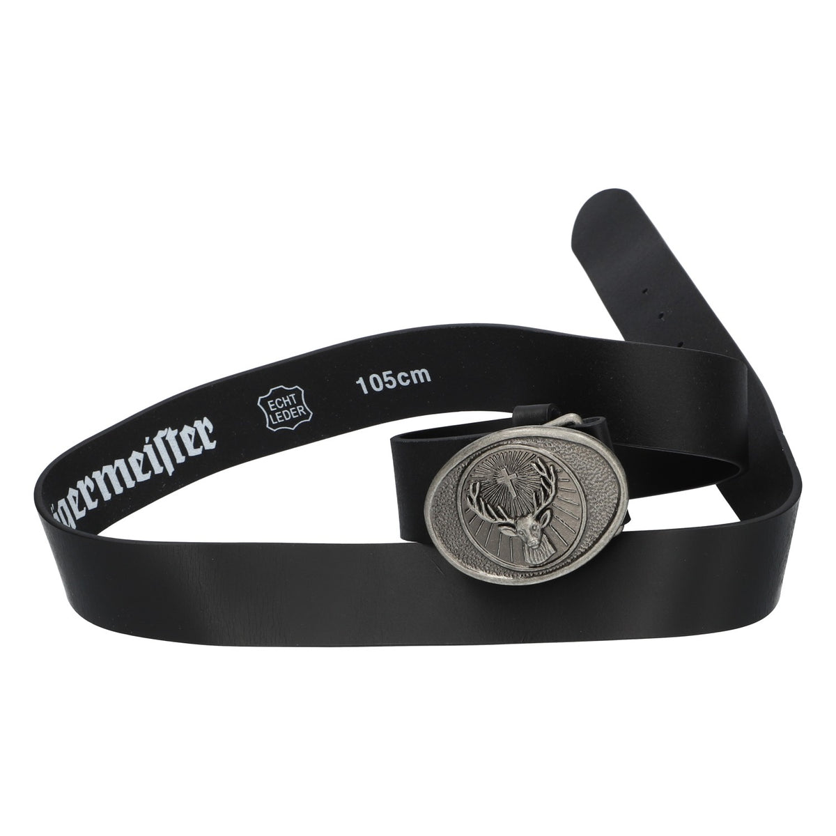 Cintura Jägermeister in pelle unisex 105 cm Cintura in vita con fibbia Abbigliamento merchandising