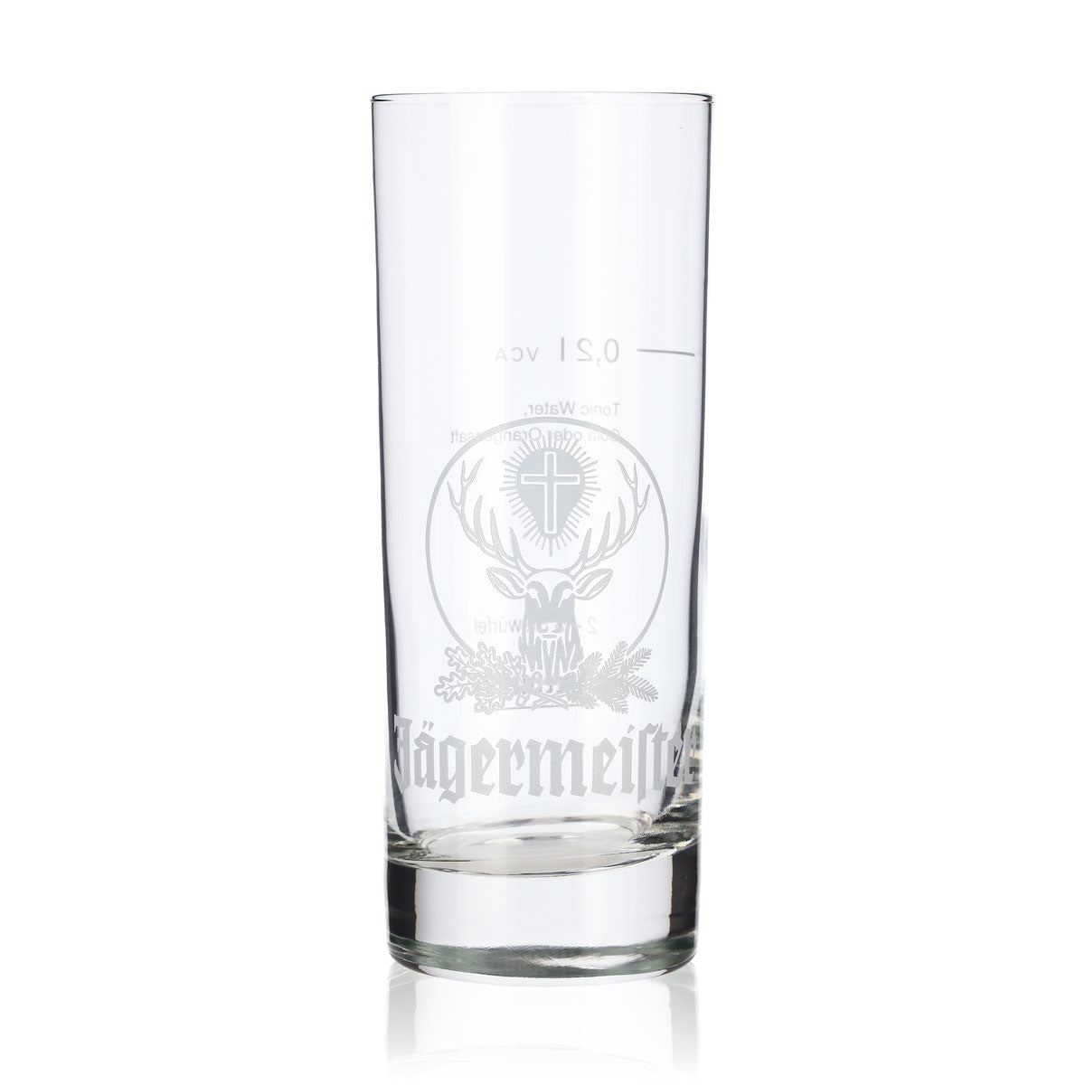Bicchiere da liquore Jägermeister, bicchiere da long drink da 0,34 l con logo bianco e motivo in rovere, per cocktail VCA