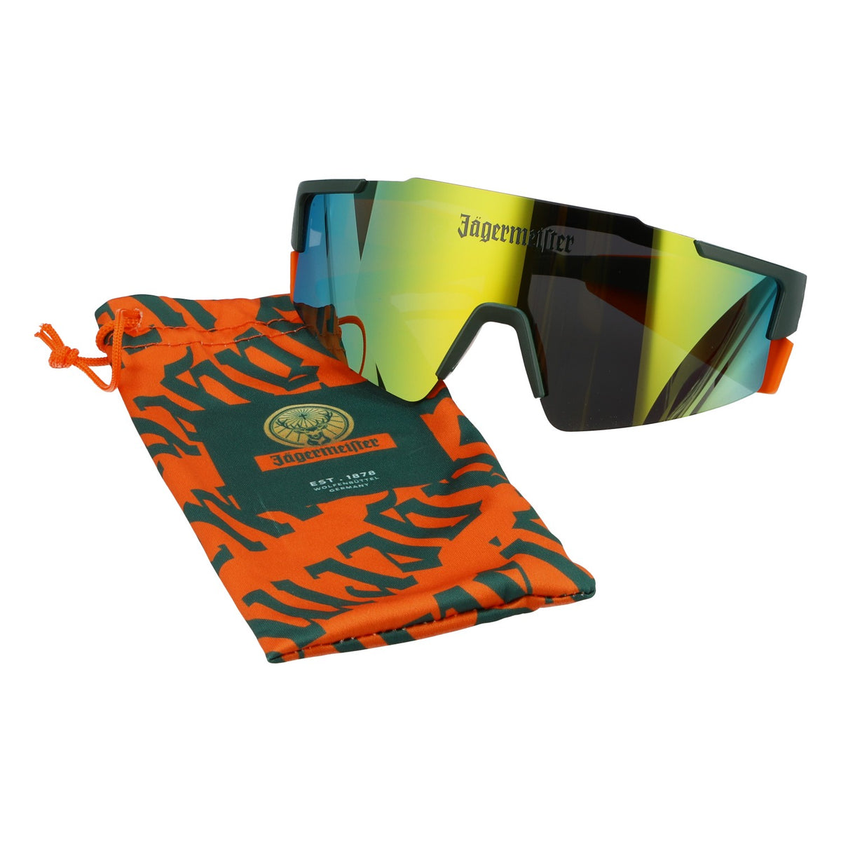 Jägermeister Occhiali da sole a montatura sottile, arancioni a specchio: un accessorio cult – Vista 5