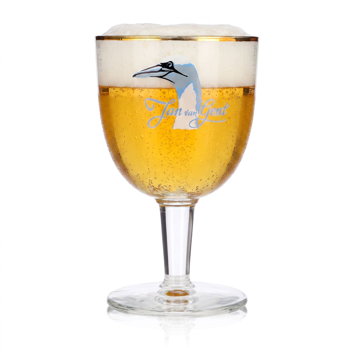 Bicchiere da birra Jan van Gent da 0,33 l, a forma di coppa, con bordo dorato