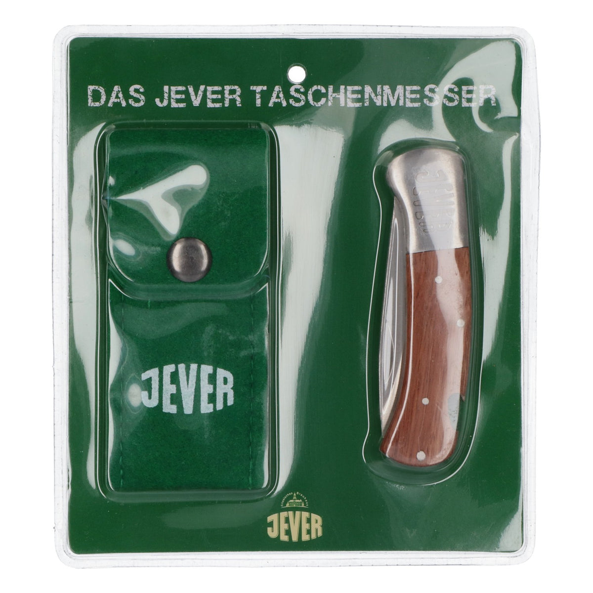 Coltello da campeggio Jever Bier Outdor con manico in legno e custodia inclusa – Vista 3