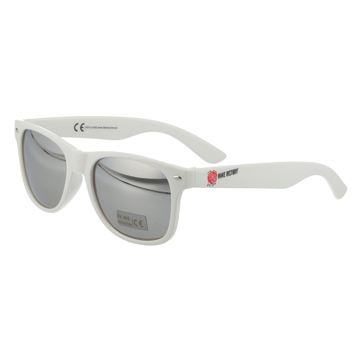 Occhiali da sole Jim Beam bianchi con lenti a specchio UV 400, modello Wayfarer – Articolo per fan – Vista 2