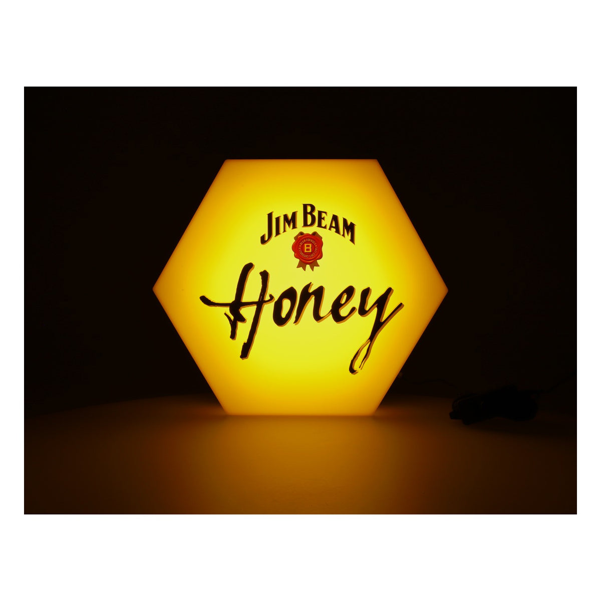 Insegna luminosa a LED Jim Beam Whisky Insegna luminosa esagonale "Honey" Giallo