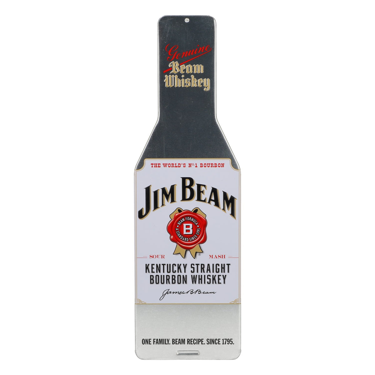 Jim Beam Whisky Scatola metallica quadrata a forma di bottiglia argento