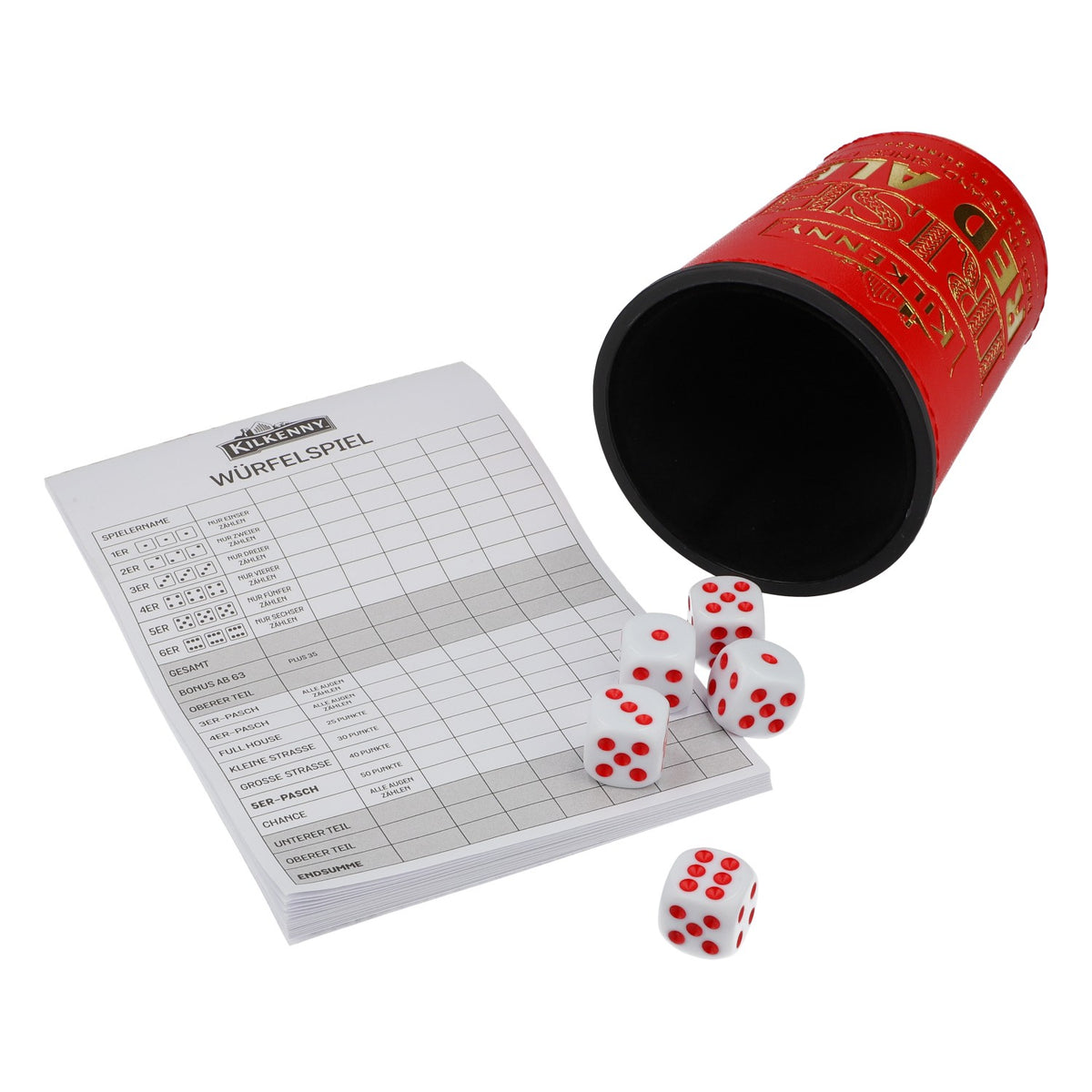 Gioco dei dadi Kilkenny Beer Gioco da tavolo Contenitore per dadi con 5 dadi