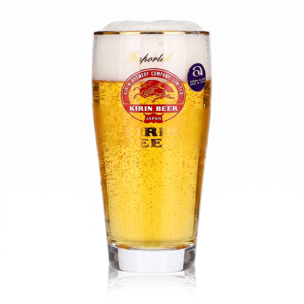 Bicchiere da birra Kirin Ichiban da 0,25 l, con bordo dorato, importato, con scritta dorata