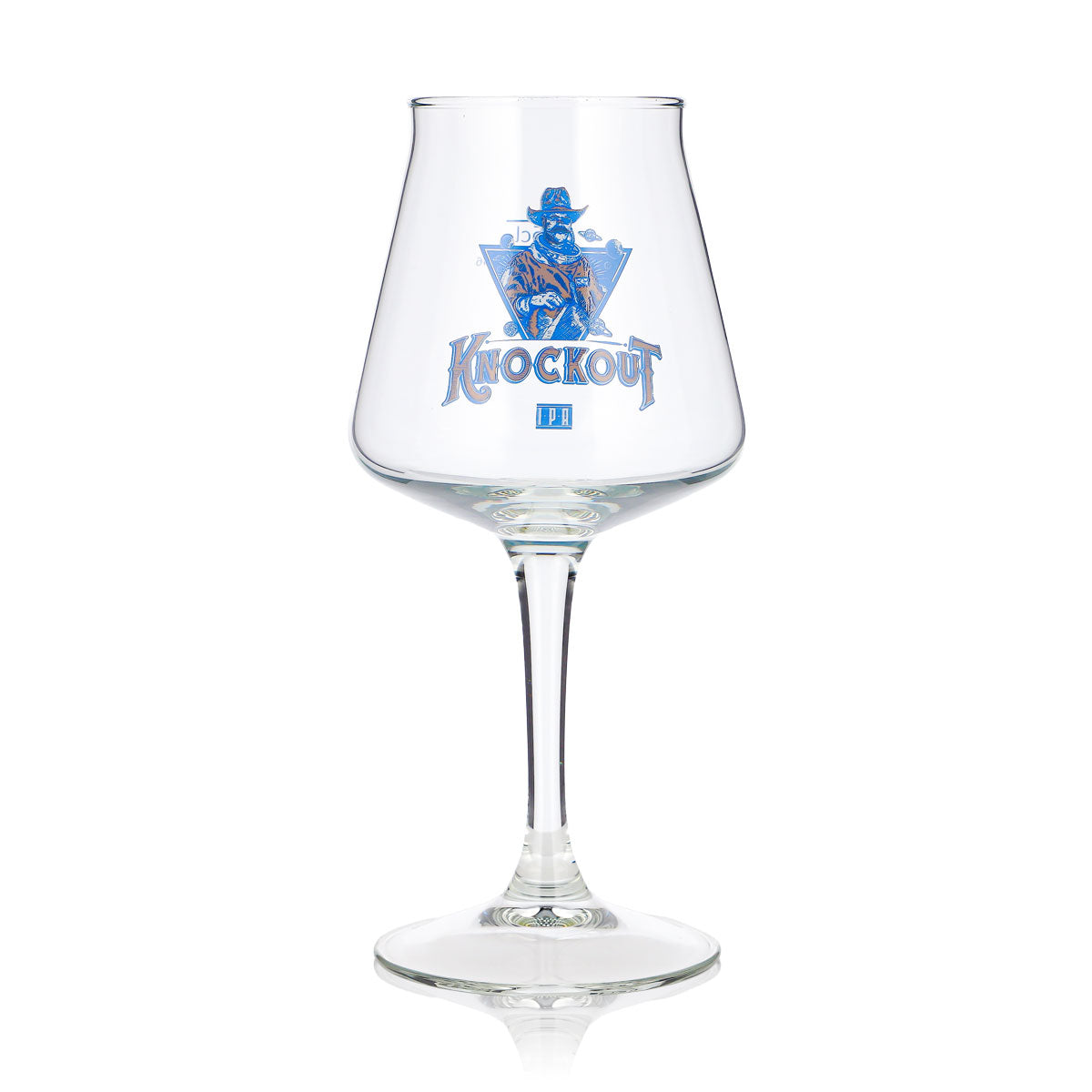 Bicchiere da birra Knockout da 0,25 l, a forma di tulipano, con motivo "Cowboy blu", bicchiere da degustazione, bicchiere da birra, bicchiere a coppa