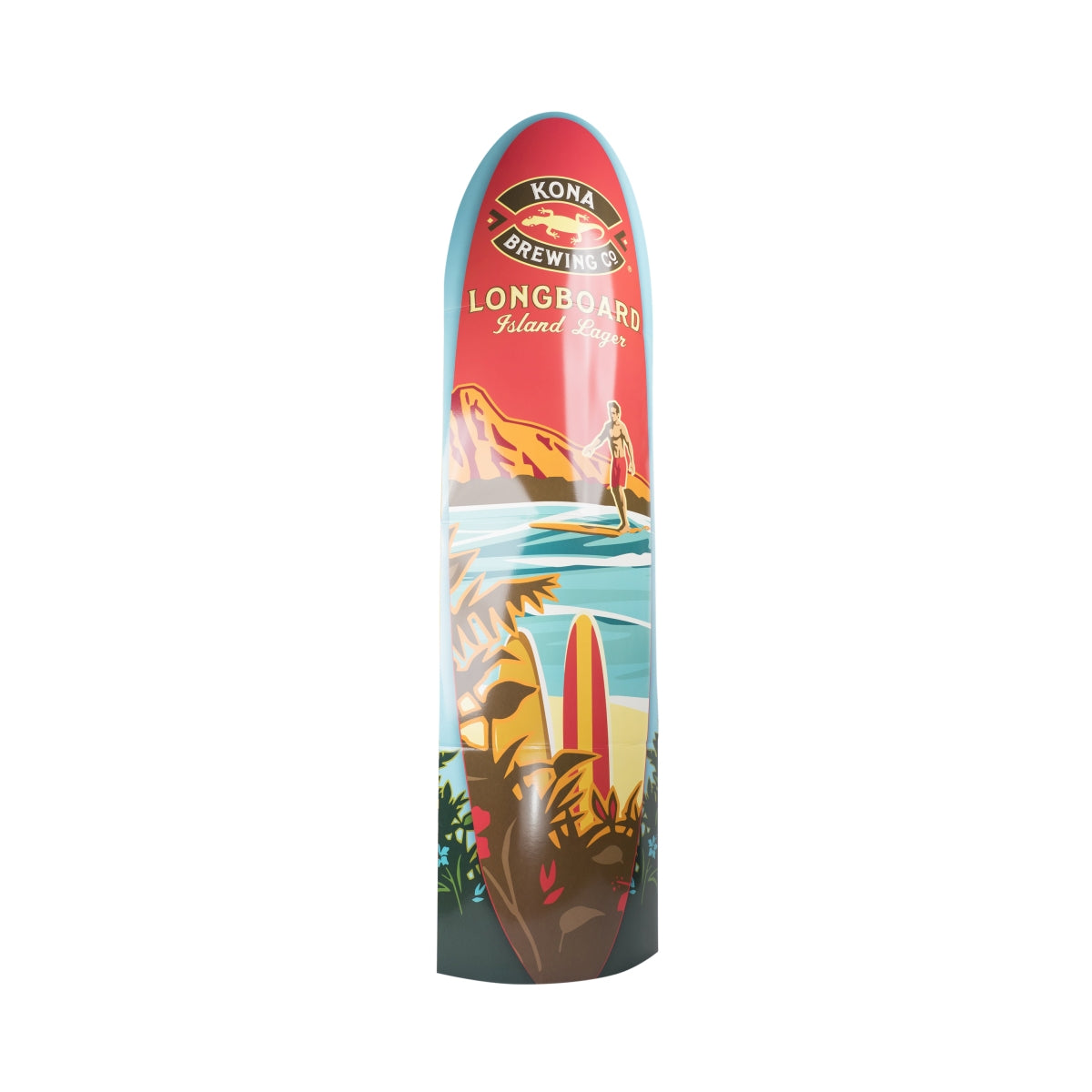 Espositore per birra Kona 1,85x0,56 m a forma di tavola da surf in cartone "Beach" Espositore per tavole da surf