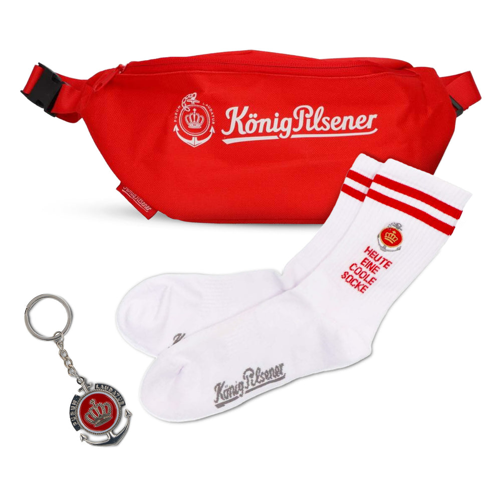 Set per fan König Pilsener I composto da 1x ciondolo, 1x marsupio, 1x calzini