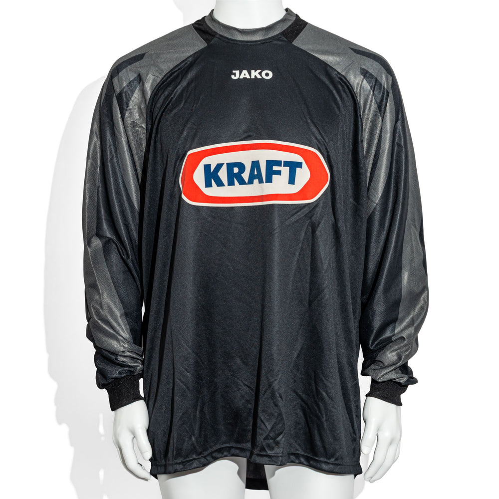 Maglia da calcio Jako a maniche lunghe con imbottitura, taglia XL, numero 1 sulla schiena, nera