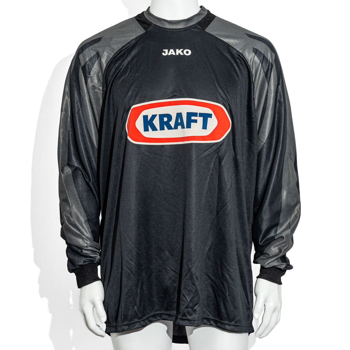 Maglia da calcio Jako a maniche lunghe con imbottitura, taglia XL, numero 1 sulla schiena, nera