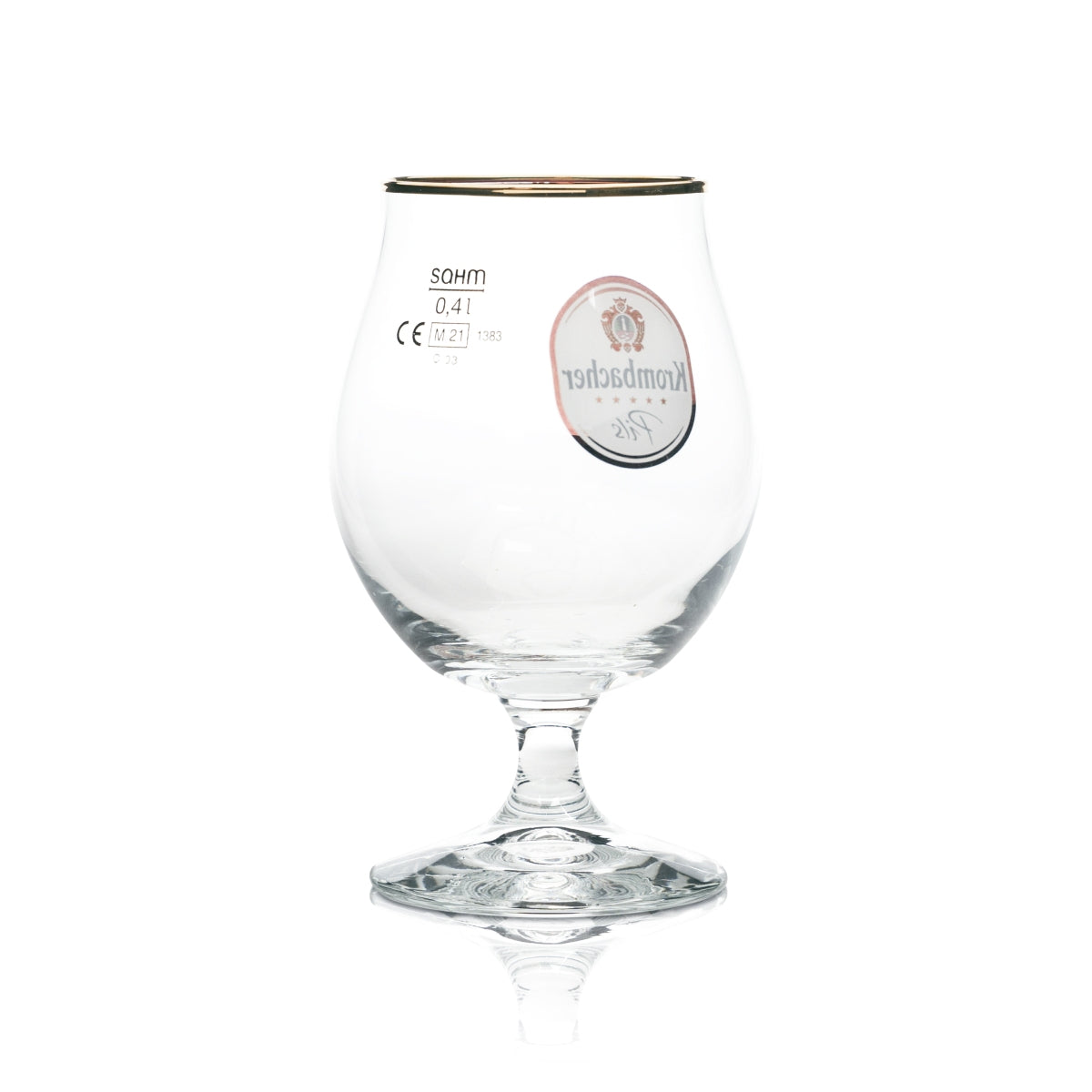 Bicchiere da birra Krombacher 0,4 l bicchiere da birra con bordo dorato Bruxelles Balloon Tulip Cup – Vista 2