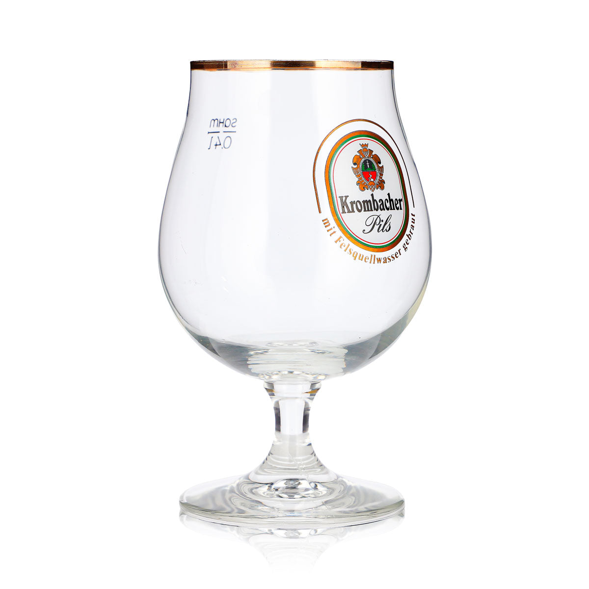 Bicchiere da birra Krombacher da 0,4 l a forma di tulipano, Krombacher Pils con bordo dorato, bicchiere da birra a forma di coppa – Vista 3
