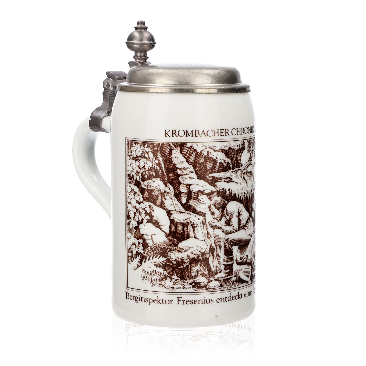 Bicchiere da birra Krombacher boccale annuale 1985 boccale in ceramica smaltata con coperchio in peltro 0,6 l – Vista 2