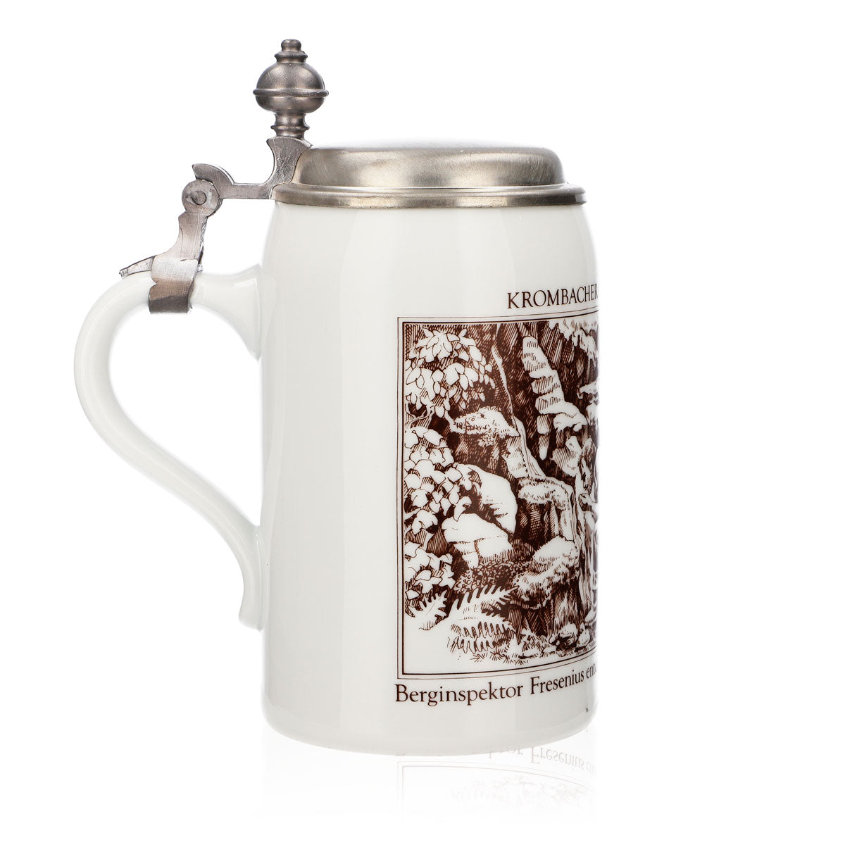 Bicchiere da birra Krombacher boccale annuale 1985 boccale in ceramica smaltata con coperchio in peltro 0,6 l – Vista 3