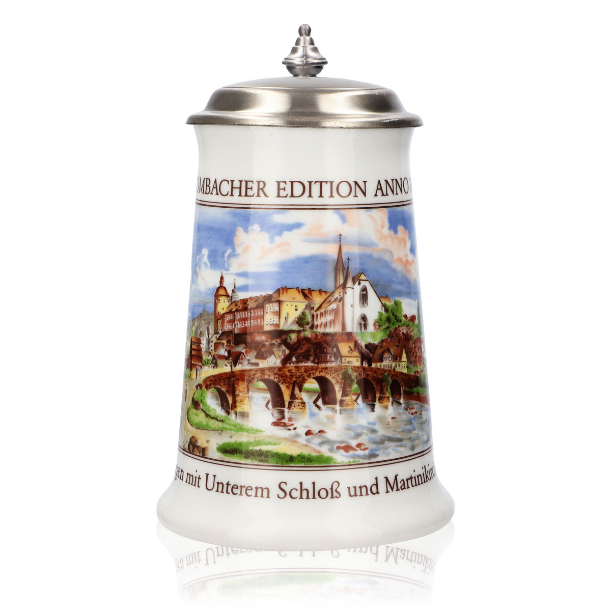 Bicchiere da birra Krombacher Boccale annuale 1989 Boccale in gres Seidel Coperchio in peltro 0,9 l Boccale