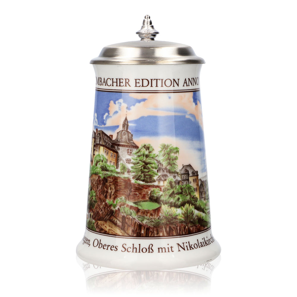 Bicchiere da birra Krombacher Boccale dell'anno 1991 Boccale in gres Seidel Coperchio in peltro 0,9 l Boccale