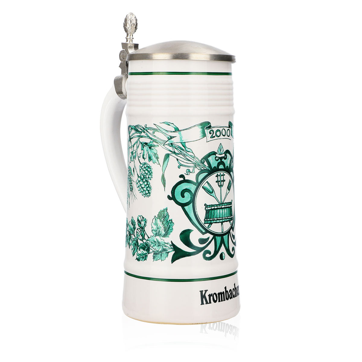 Bicchiere da birra Krombacher boccale annuale 2000 boccale in ceramica Seidel con coperchio in peltro 0,8 l – Vista 2