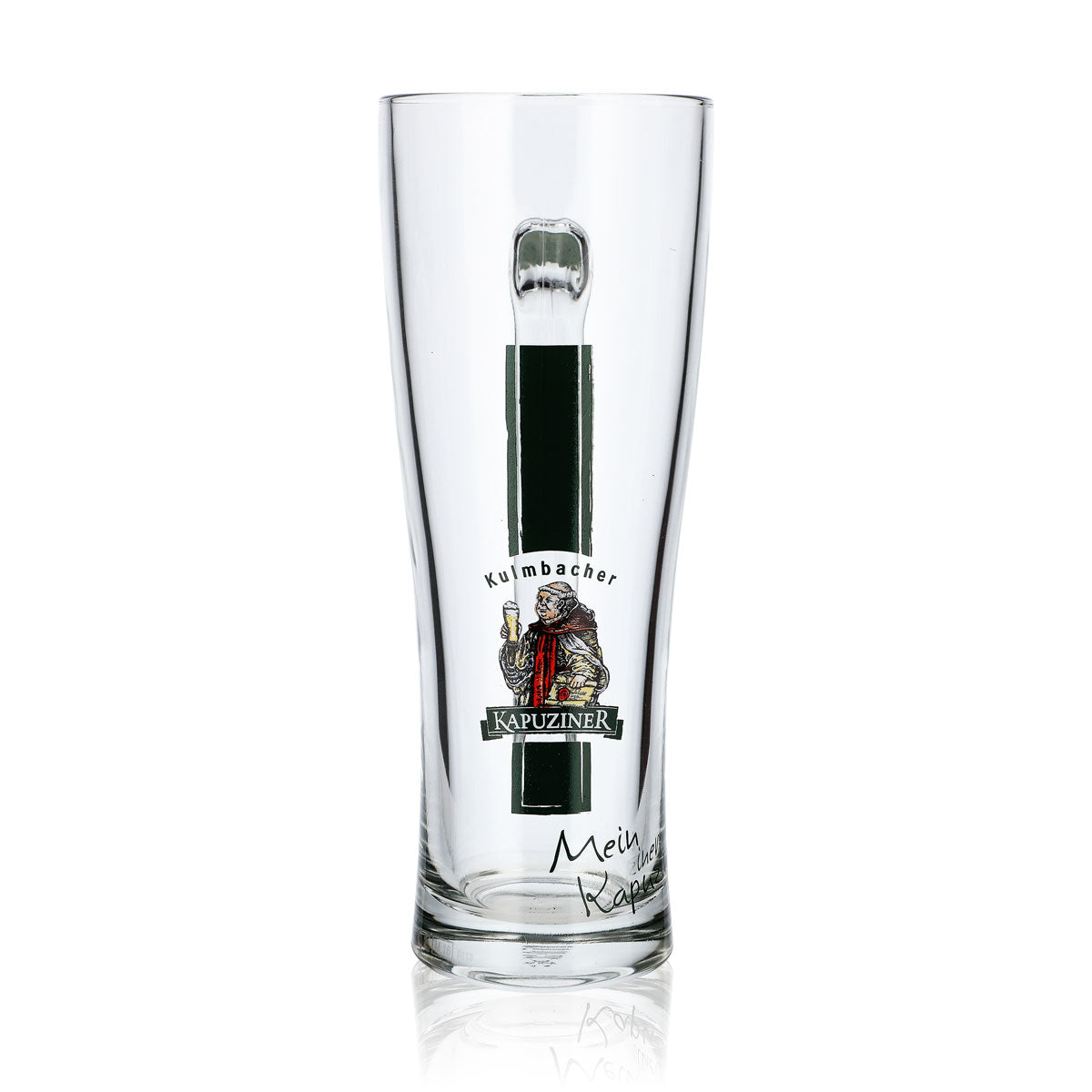 Bicchiere da birra Kulmbacher Reichelbräu, boccale da birra da 0,5 l, bicchiere con manico e logo verde Il mio