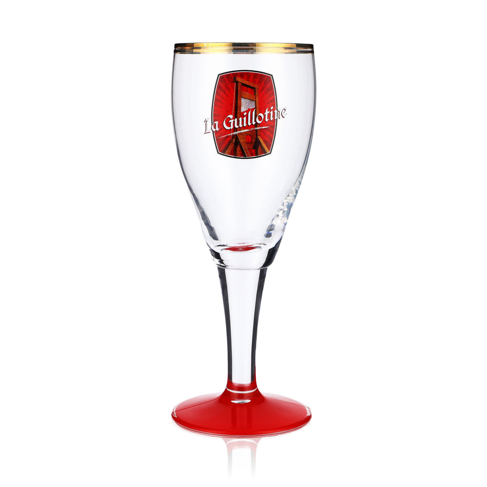 Bicchiere da birra La Guillotine 0,25 l Calice doppio bordo dorato Fondo rosso Harzer