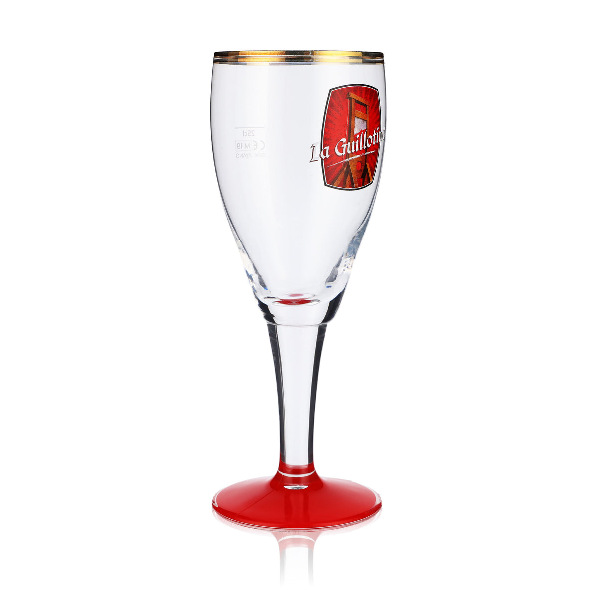 Bicchiere da birra La Guillotine 0,25 l Calice doppio bordo dorato Fondo rosso Harzer – Vista 2