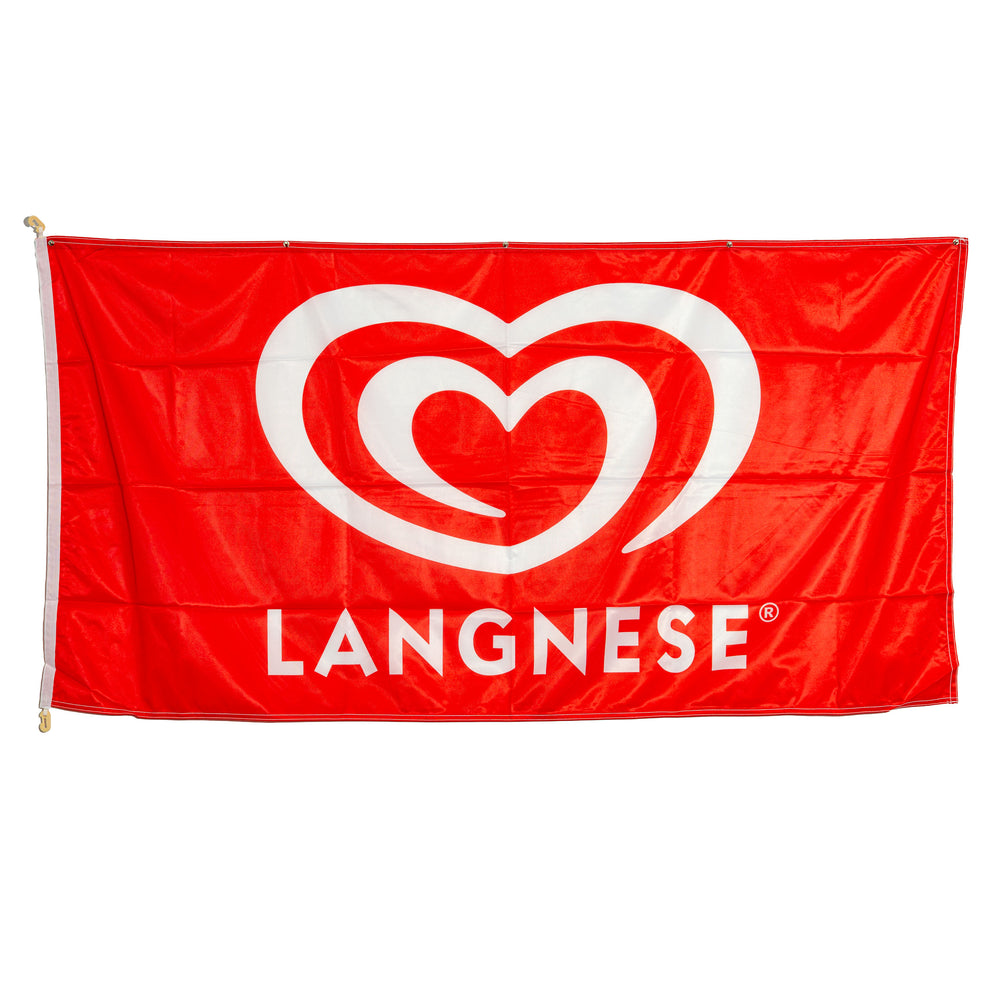 Langnese - Tessuto misto in vetro - Bandiera “Eis” orizzontale, rossa/bianca