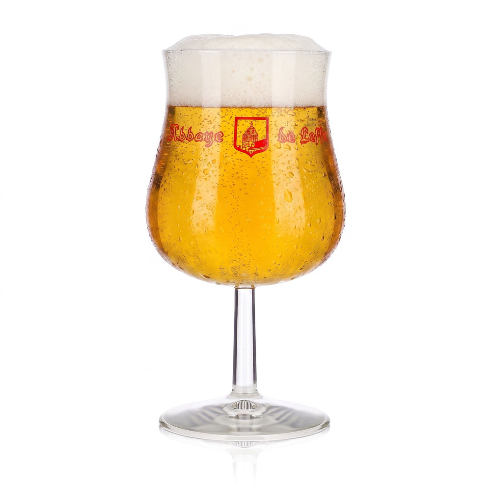 Bicchiere da birra Leffe, bicchiere a calice da 0,25 l, bicchiere con stelo Abbaye De Leffe, bicchiere Leerdam