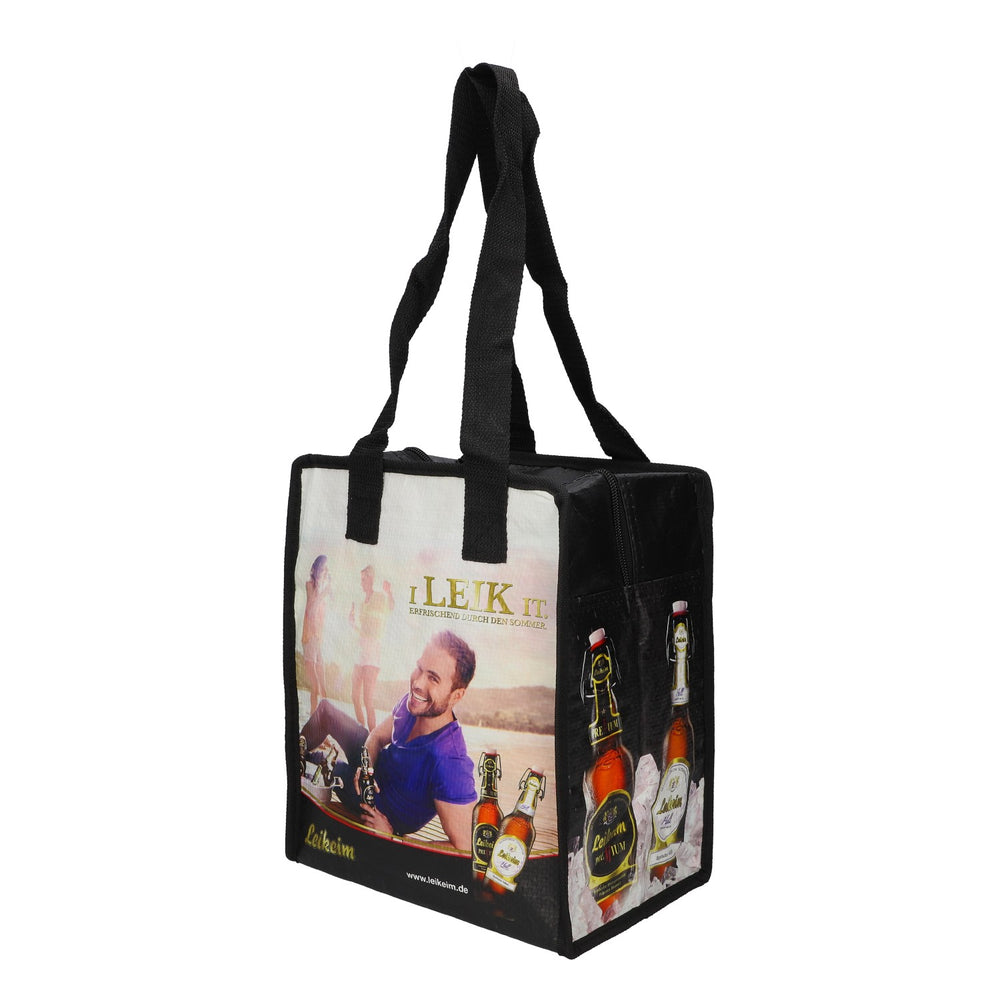 Borsa termica per birra Leikeim, nuova, tessuto misto, nera, ISO