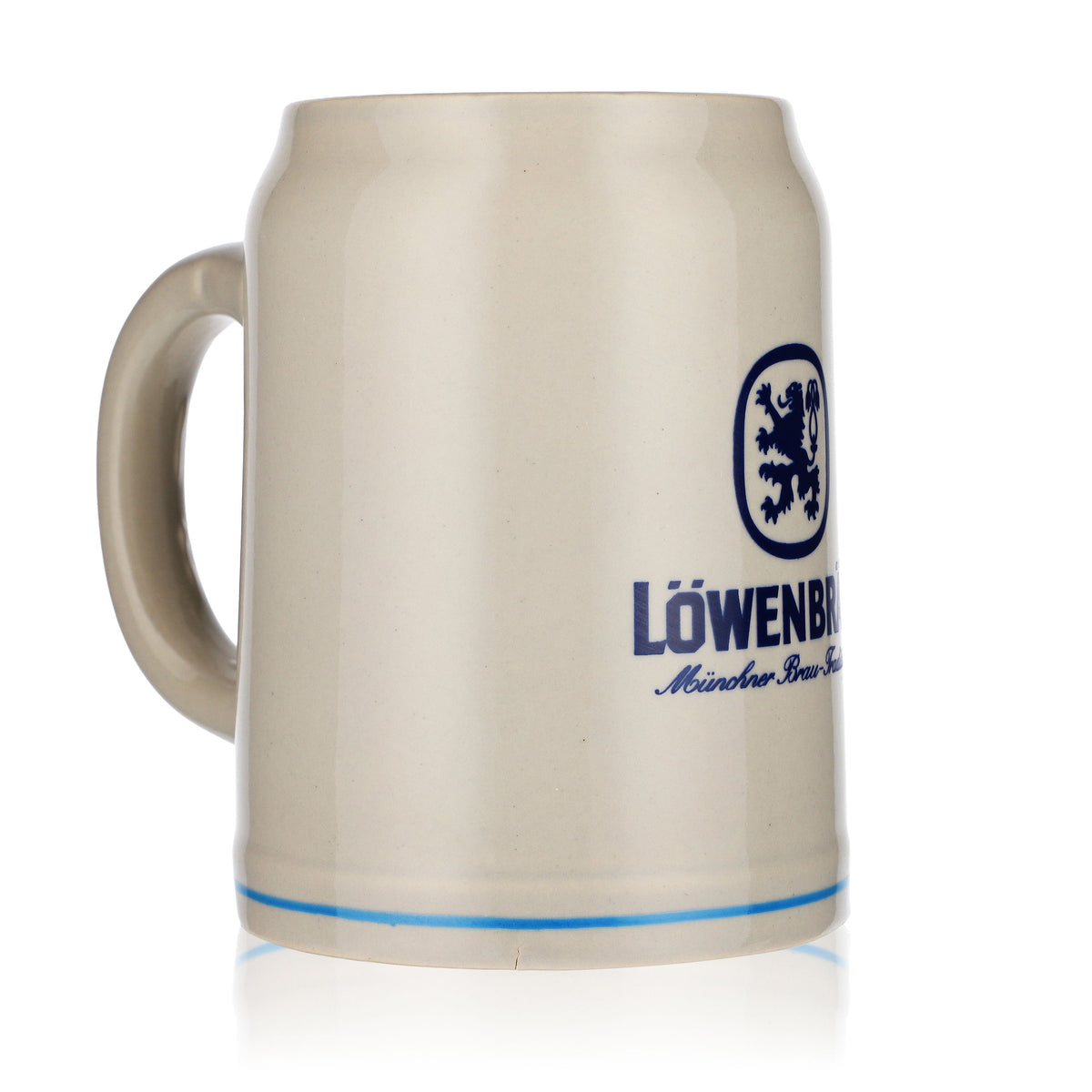 6 bicchieri Löwenbräu birra 0,5l boccale in gres piccolo logo anello azzurro chiaro nuovo – Vista 2
