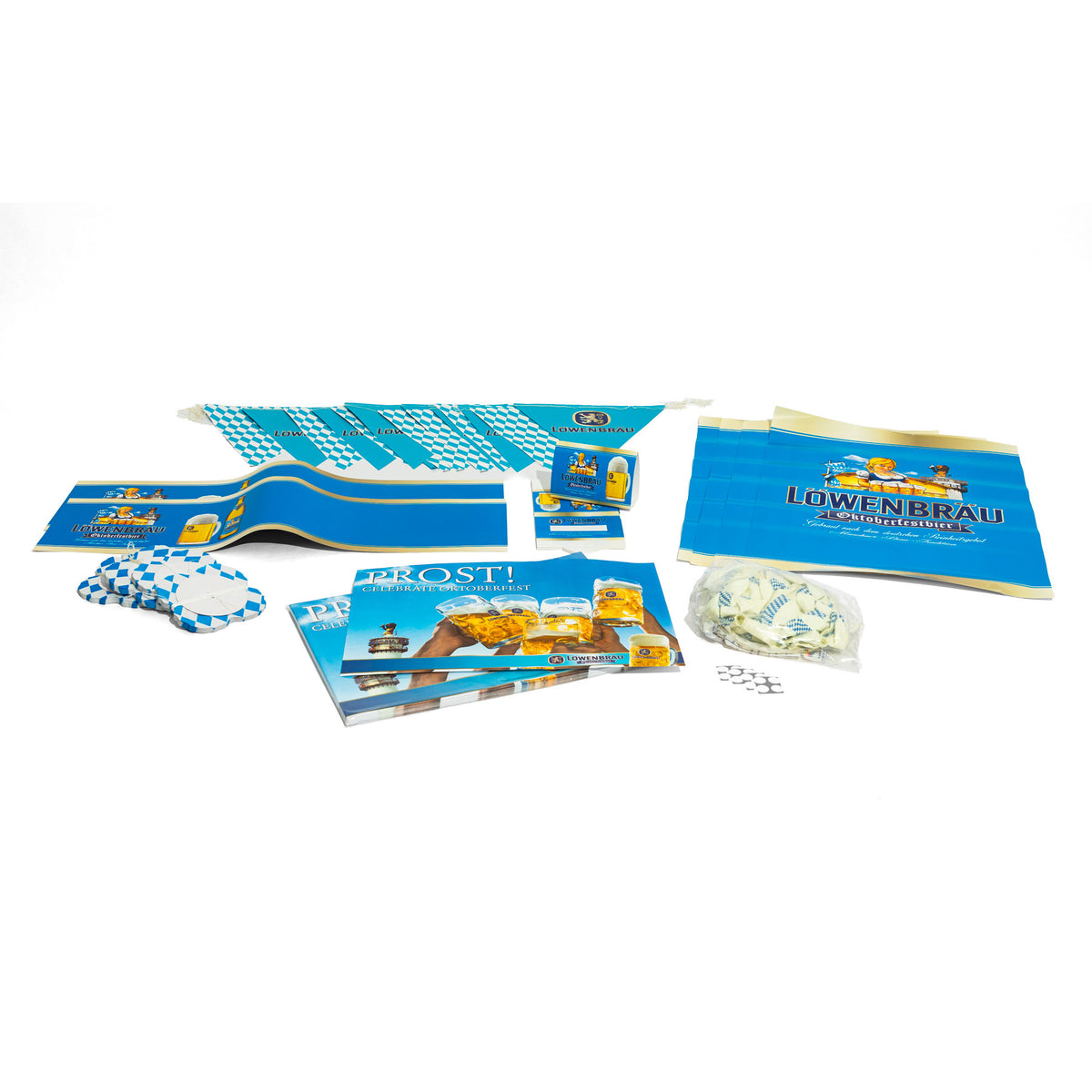 Set birra Löwenbräu 4 pezzi Set per feste Espositore da tavolo Palloncini Ghirlanda – Vista 2