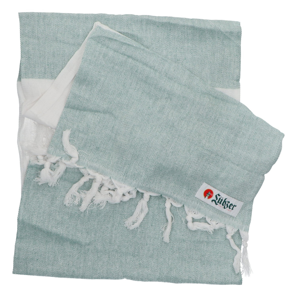 Asciugamano da bagno Lübzer, asciugamano da mano, tovaglia verde/bianca in cotone – Vista 2