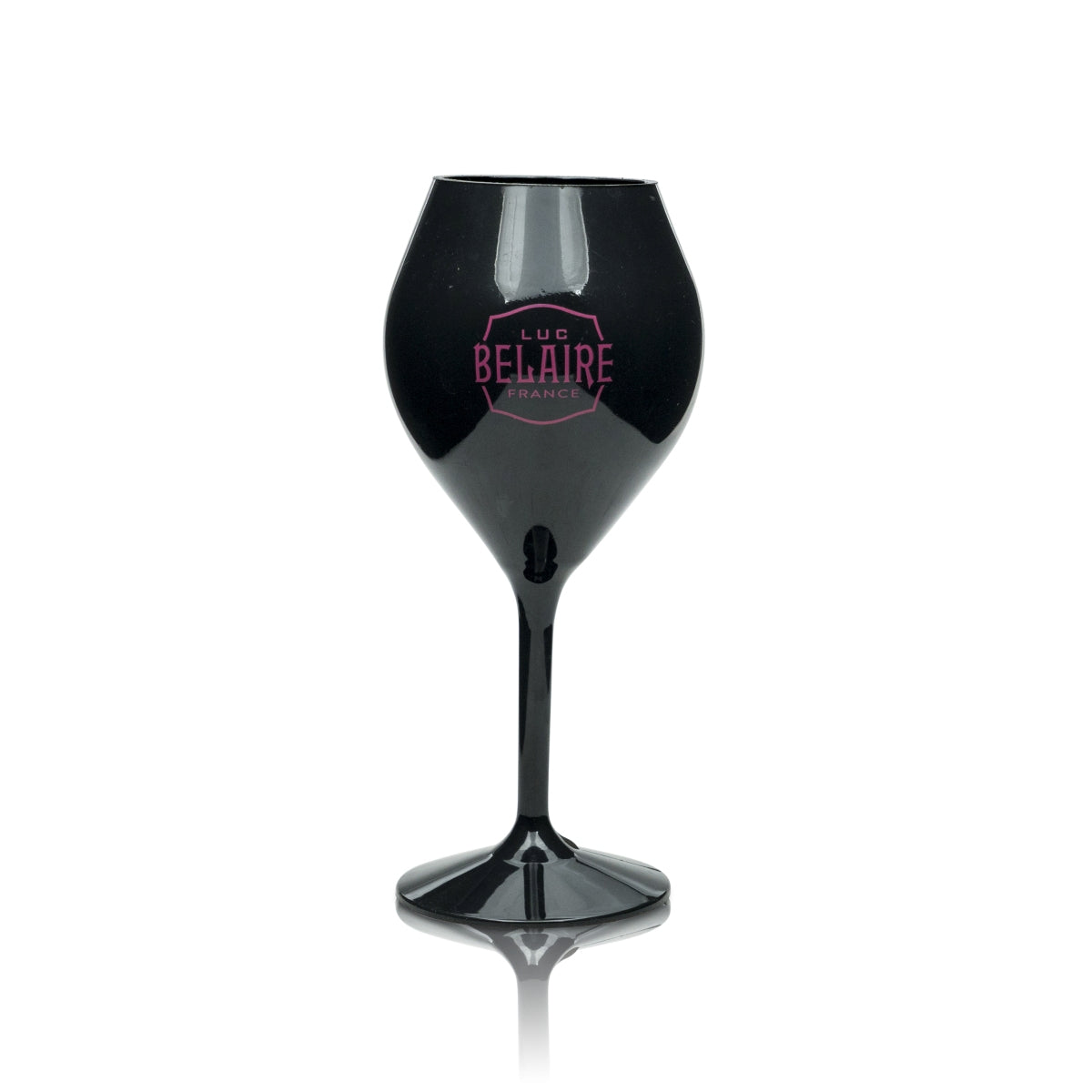 Luc Belaire Bicchiere in plastica da 0,2 l, forma a flauto, nero, per spumante, da campeggio