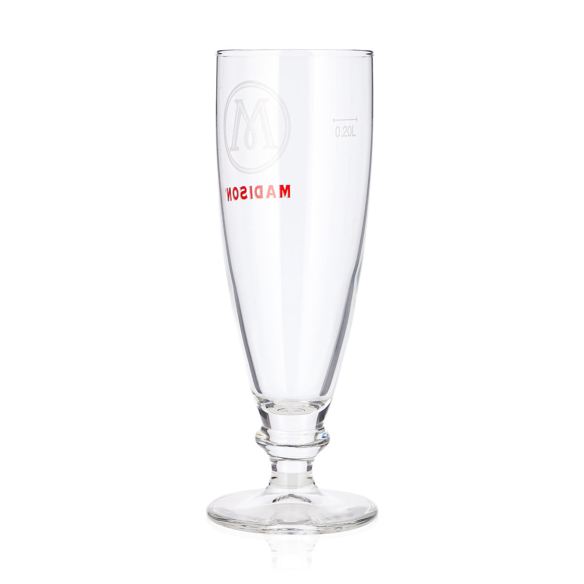 Bicchiere da birra Madison da 0,2 l, a forma di coppa, con logo rosso, per long drink – Vista 3