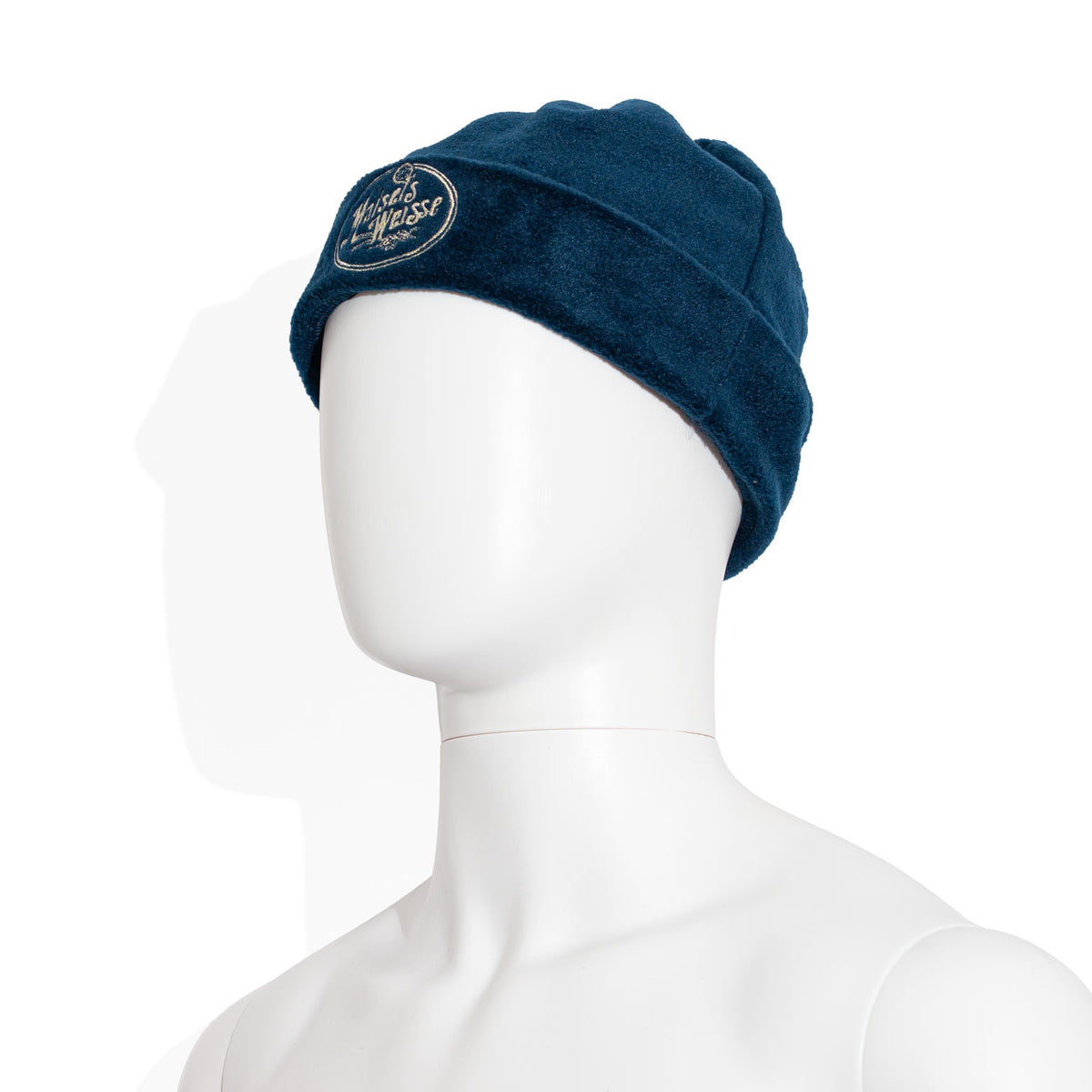 Bicchiere da birra bianca Maisel, berretto a sciarpa in feltro blu, taglia M, sciarpa con logo ricamato – Vista 3