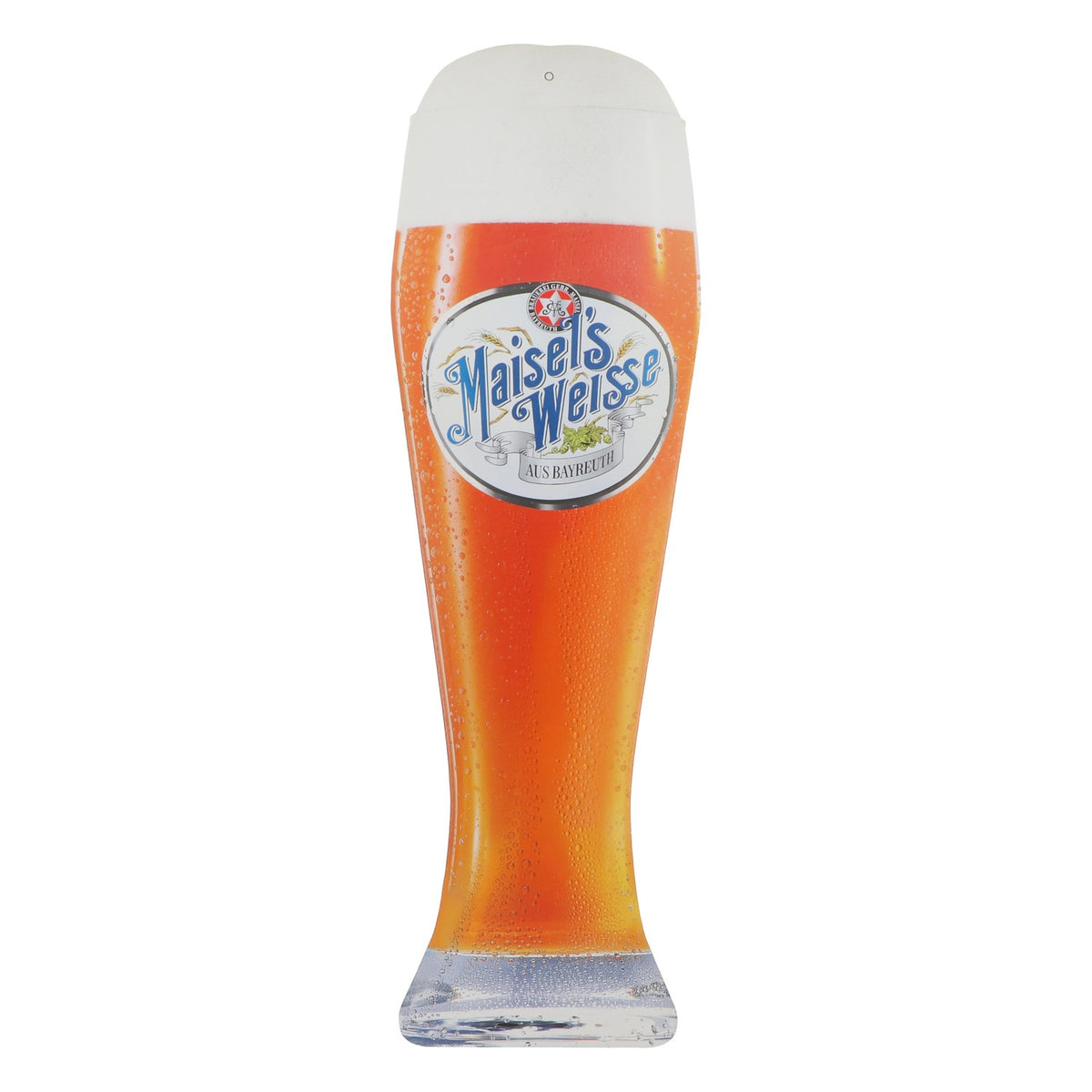 Insegna pubblicitaria della birra bianca Maisel, decorazione da parete a forma di boccale da birra