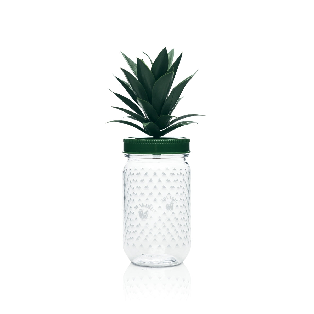 6 bicchieri da liquore Malibu 0,4 l in plastica con coperchio a forma di ananas e palma, riutilizzabili – Vista 3