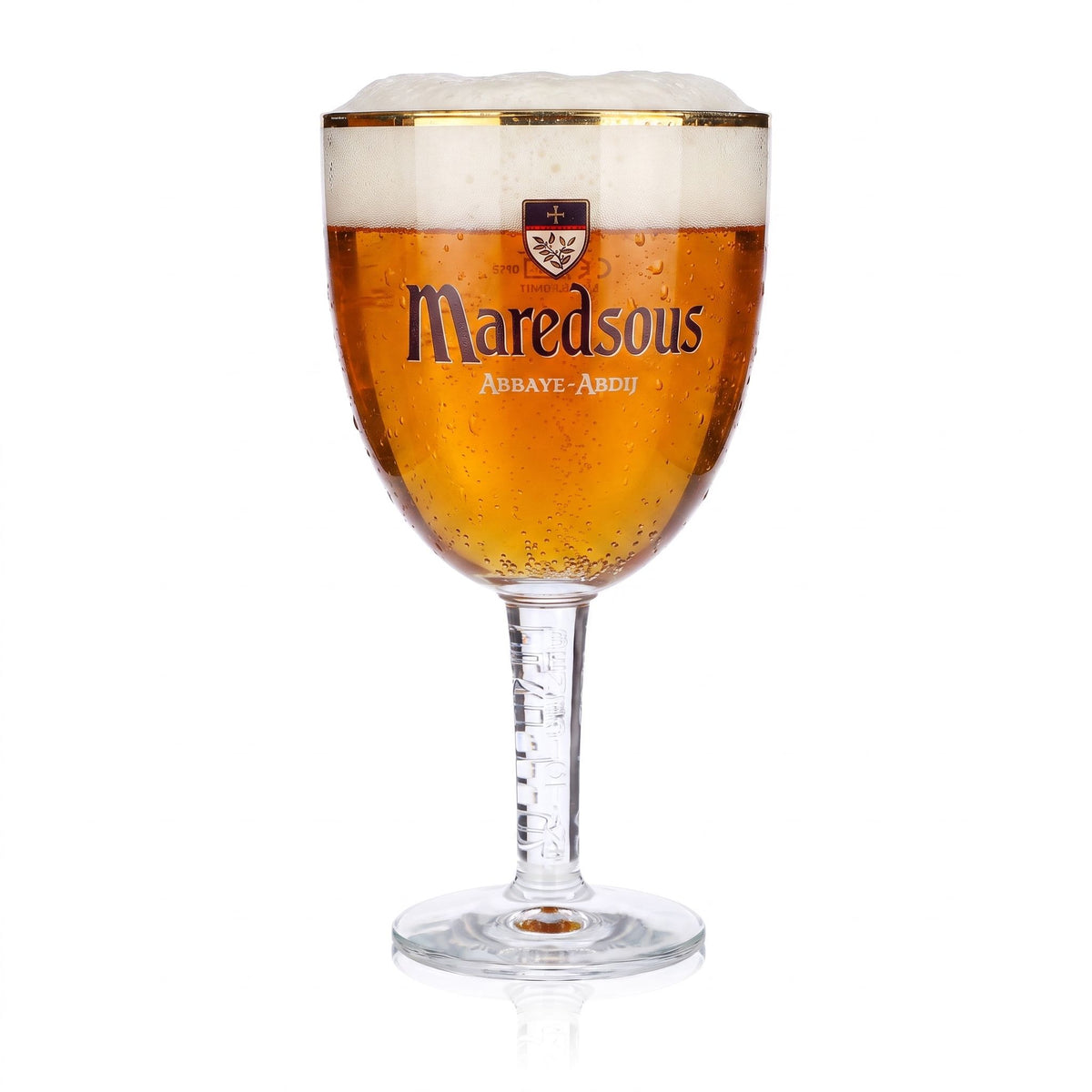 Bicchiere da birra Maredsous da 0,5 l, a calice con bordo dorato, Ritzenhoff