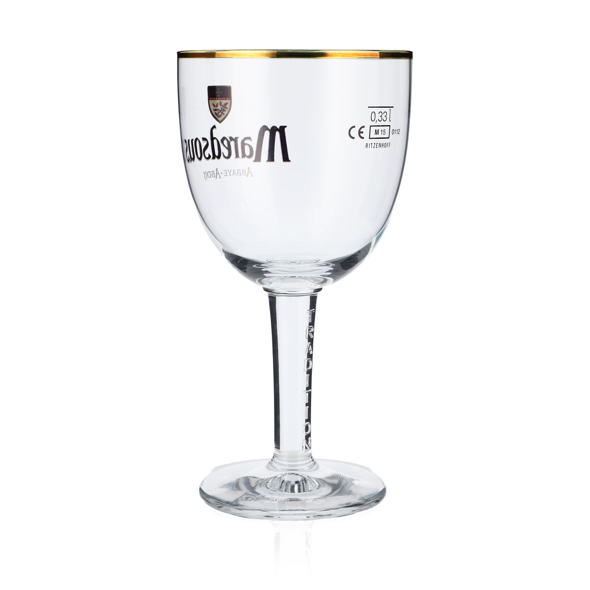 Bicchiere da birra Maredsous 0,33 l Bicchieri da birra Calice Calice con bordo dorato – Vista 3