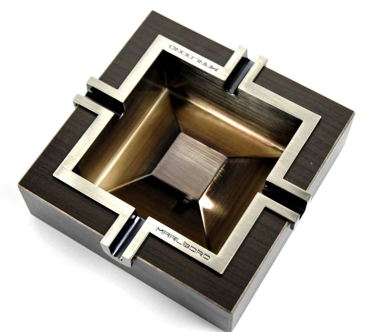 Marlboro Design Posacenere Posacenere Acciaio inossidabile / Effetto legno Angolare – Vista 2