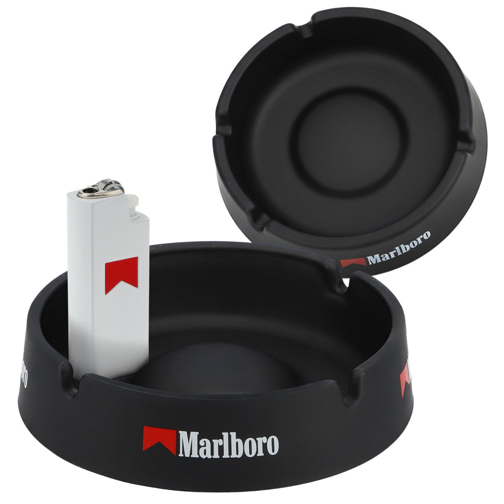 Set Marlboro Smoker composto da 2 posacenere in vetro grandi/piccoli e 1 accendino BIC