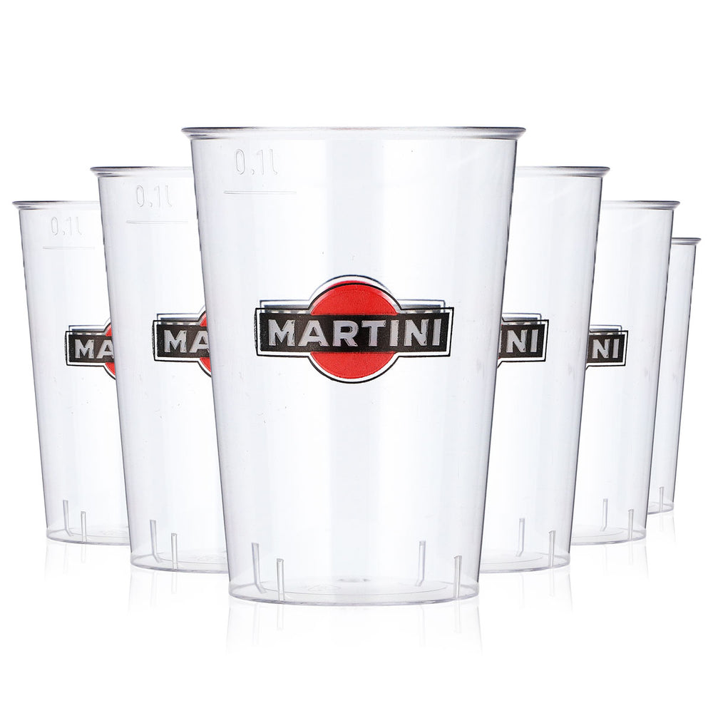 Bicchieri da liquore Martini, confezione da 40 pezzi, 0,1 l, logo rosso, bicchieri monouso in plastica Kölsch