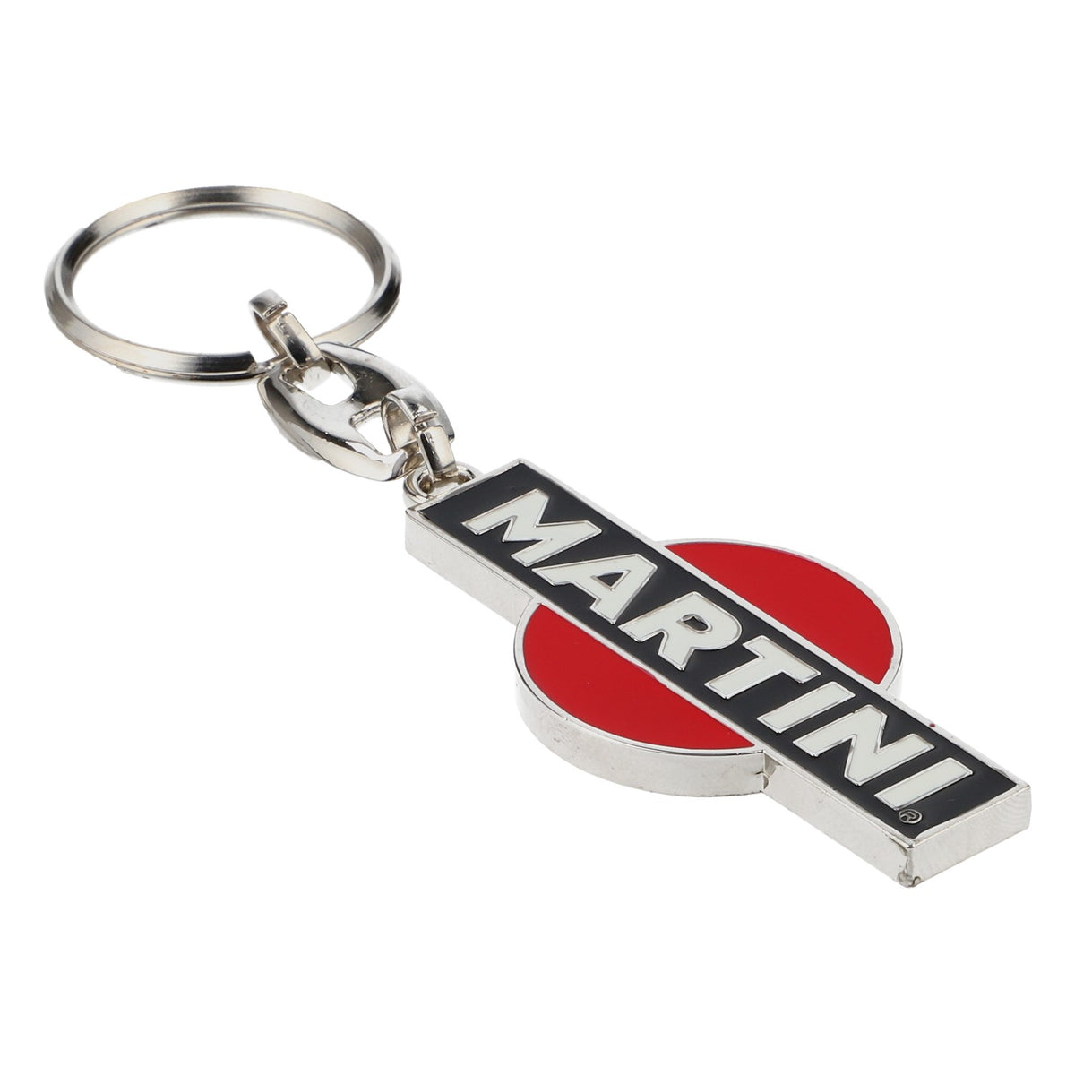 Portachiavi Martini Vermouth in metallo nero-rosso con scritta bianca – Vista 2