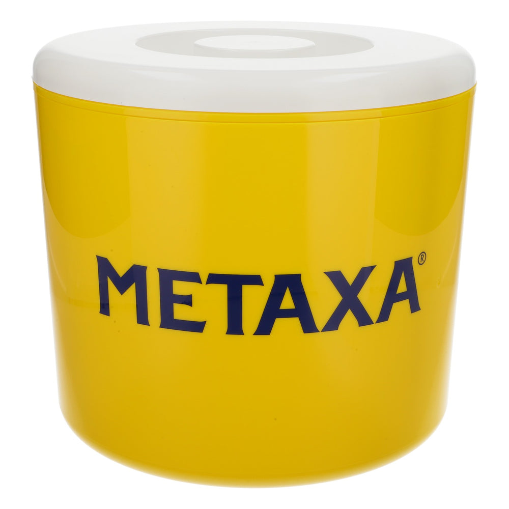 Metaxa Cognac Contenitore per cubetti di ghiaccio in design giallo/bianco, tre pezzi