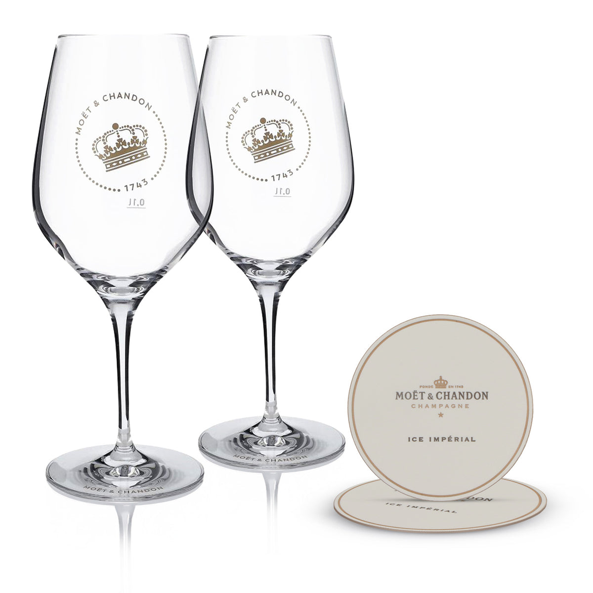 Set Moët & Chandon composto da bicchiere a calice e sottobicchiere