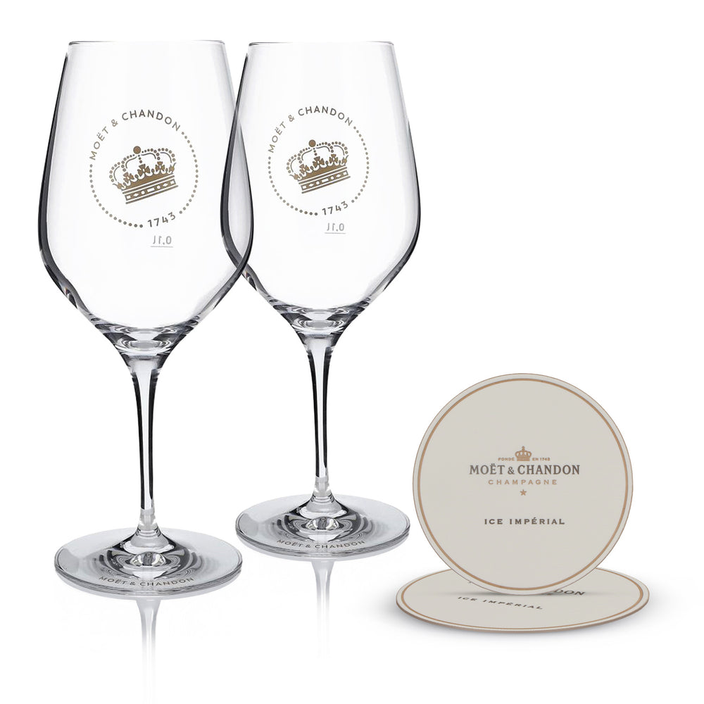 Set Moët & Chandon composto da bicchiere a calice e sottobicchiere